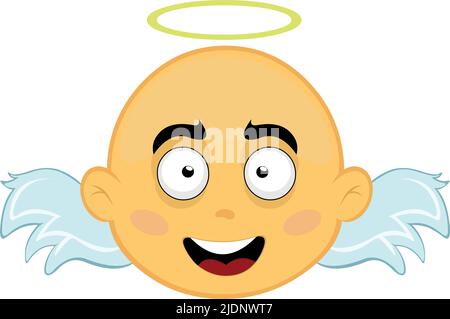 Vector illustration of the face of a yellow cartoon angel Stock Vector