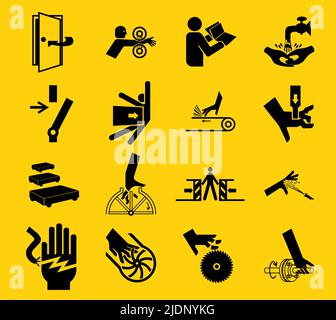 Warning signs,industrial hazards icon labels Sign Isolated on White Background,Vector Illustration Stock Vector