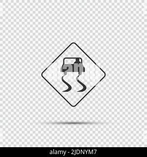 Slippery road sign sign on transparent background,vector illustration Stock Vector