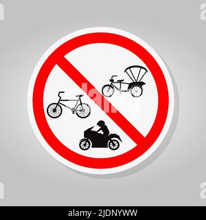 Prohibit Bicycle, Tricycle and Motorcycle Sign Isolate On White Background,Vector Illustration Stock Vector