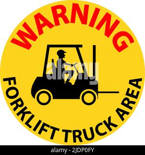Warning Forklift Truck area Hazard & Warning Label Stock Vector