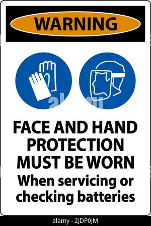 Warning When Servicing Batteries Sign On White Background Stock Vector