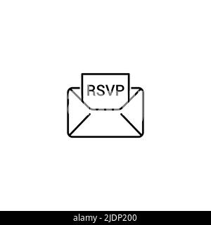 RSVP icon envelope date stamp vector invitation. rsvp message envelope Stock Vector