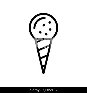 Gelato icecream line logo icon. Stroke ice cream cone vector icon Stock Vector
