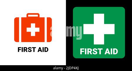 First aid icon symbol. Vector cross safety medic treatment ambulance first aid help Stock Vector