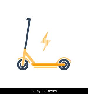 Electric scooter vector icon logo. Bicycle electric scooter silhouette charge design Stock Vector