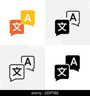 Multilingual english different flat translate icon language service logo Stock Vector