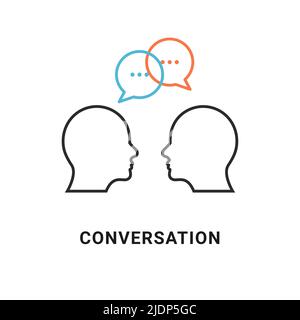 Talk conversation creative people communication person verbal interaction. Simple talk concept illustration Stock Vector