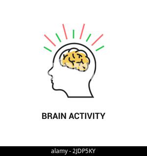 Brainstorm activity vector icon idea. Brain storm lighting power creative concept, mind illustration Stock Vector
