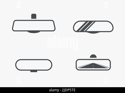 Car rearview mirror driver glass inside. Vector rear view mirror inside car illustration safety Stock Vector