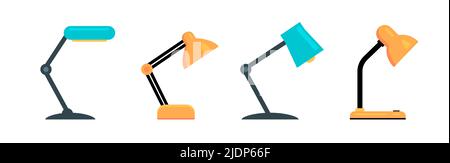 Office table desk lamp icon light. Desk lamp light bulb vector desktop office illustration design Stock Vector