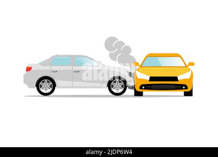 Car accident speed crash vector top view cartoon icon. Car crash concept illustration Stock Vector