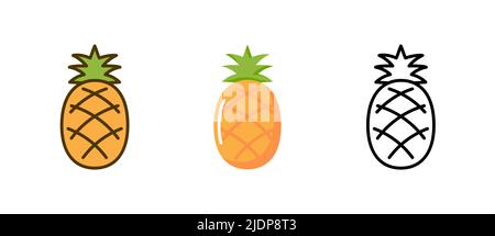Pineapple vector fruit logo icon. Tropical pineapple symbol illustration ananas exotic fruit design Stock Vector