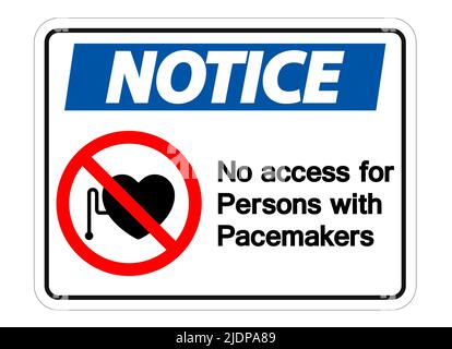 Notice No Access For Persons With Pacemaker Symbol Sign Isolate On White Background,Vector Illustration Stock Vector