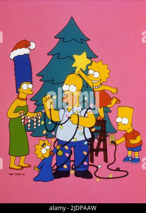 MARGE,MAGGIE,HOMER,LISA,SIMPSON, THE SIMPSONS, 1989 Stock Photo