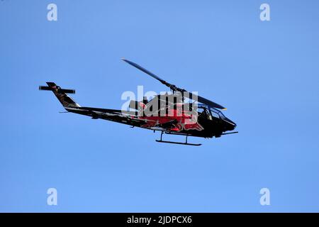 AH-1 Cobra, Red Bull (Flying Bulls) TAH-1F, jet fighter, military ,helicopters Stock Photo