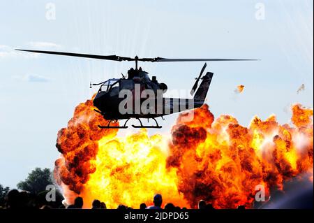 AH-1 Cobra, Red Bull (Flying Bulls) TAH-1F, jet fighter, military ,helicopters Stock Photo