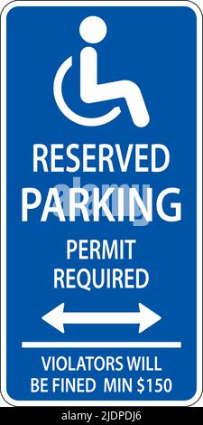 Handicap Parking Sign,Double Arrow Sign On White Background Stock Vector