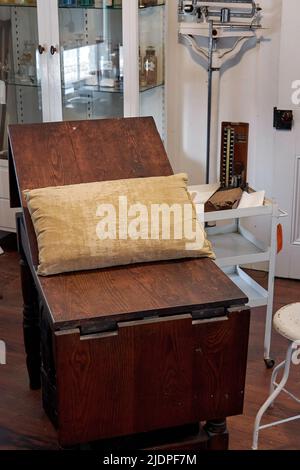 An antique medical office with equipment on display on the Lewes (Delaware) Historical Society grounds. Stock Photo