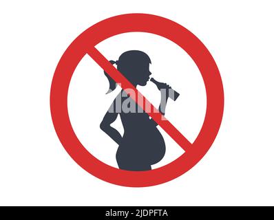Do not drink alcohol during pregnancy, prohibition sign icon Stock Vector