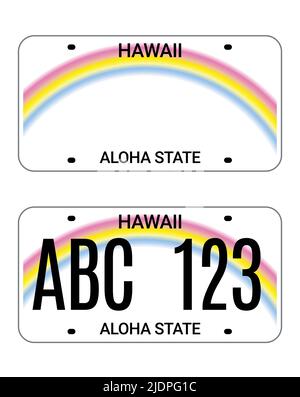 Car license hawaii plate. Aloha state vector license plate usa template Stock Vector