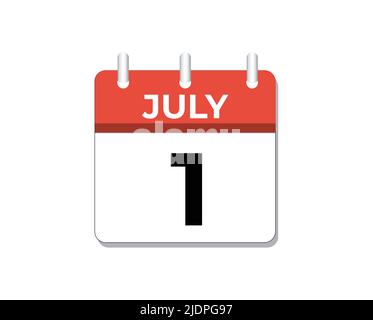July, 1st calendar icon vector, concept of schedule, business and tasks Stock Vector