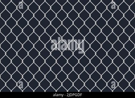 Seamless metal chain link fence. Wire vector fence pattern texture background Stock Vector