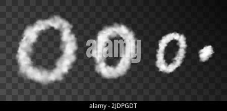 Cloud circle smoke rings vector air abstract background. Sky atmosphere round spring cloud circle frame. Stock Vector