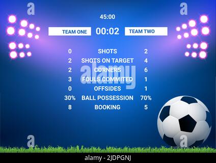 Soccer Score Board Card Stats Template. Soccer Scoreboard Match Screen  Stadium Versus Sport Team Infographic Royalty Free SVG, Cliparts, Vectors,  and Stock Illustration. Image 178050236.