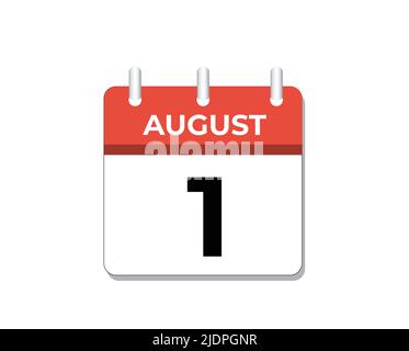 August, 1st calendar icon vector, concept of schedule, business and tasks Stock Vector