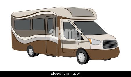 Modern style RV recreational vehicle Class C - Vector Illustration Stock Vector