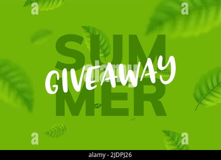 Giveaway summer vector background. Give away freebie contest summer tropical design Stock Vector