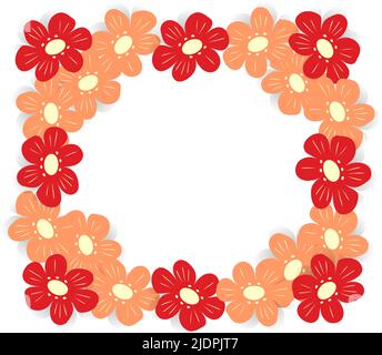 Abstract rectangular frame with an image of flowers in bright trendy colors with copyspace. Template for poster, postcard, greeting card, price tag. Lifestyle. Stock Vector