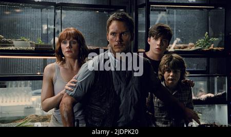 HOWARD,PRATT,ROBINSON,SIMPKINS, JURASSIC WORLD, 2015, Stock Photo