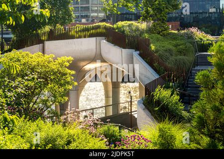 New York, NY - USA - June 18, 2022 A view of Little Island at Pier 55, an artificial island park in the Hudson River west of Manhattan in New York Cit Stock Photo