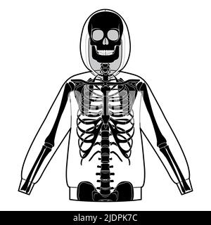 Set of Skeleton costume Human bones on bodysuit front back view