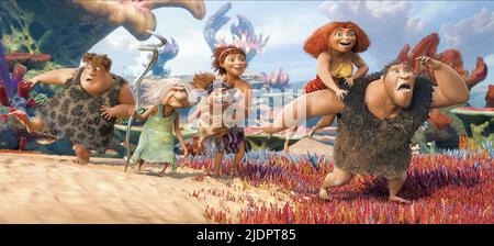 THUNK,GRAN,SANDY,UGGA,EEP,GRUG, THE CROODS, 2013 Stock Photo - Alamy