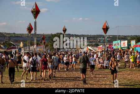 Glastonbury Festival 2022. Wednesday First Day 22 June 2022. Credit: Alamy Live News/Charlie Raven Stock Photo