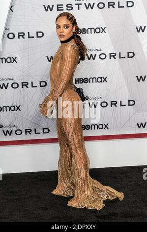 June 21, 2022, New York, New York, United States: Tessa Thompson wearing dress by Jack Miner and Lily Miesmer for Interior attends Westworld Season 4 by HBO Max premiere are Alice Tully Hall  (Credit Image: © Lev Radin/Pacific Press via ZUMA Press Wire) Stock Photo