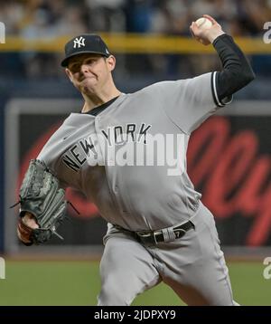 St. Petersburg, United States. 22nd June, 2021. Tampa Bay Rays infielders Wander  Franco (L) and Yandy Diaz (R) talk during a pitching change in the third  inning of a baseball game at