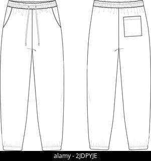 Sweatpants vector illustration drawing. Technical fashion flat sketches ...