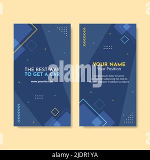 Car Rental Social Media Card Vertical Template Flat Cartoon Background Vector Illustration Stock Vector