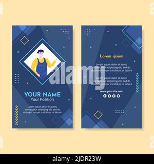 Car Rental Social Media Id Card Template Flat Cartoon Background Vector Illustration Stock Vector