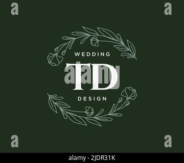 TD Initials letter Wedding monogram logos collection, hand drawn modern ...