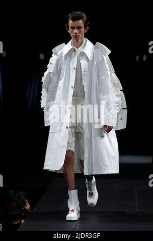 Paris, France. 22nd June, 2022. A model presents a creation from