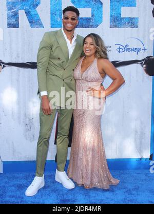 Burbank, USA. 22nd June, 2022. Giannis Antetokounmpo, Mariah Riddlesprigger arrives at The Disney RISE Premiere held at Disney Studios in Burbank, CA on Wednesday June 22, 2022. (Photo By Juan Pablo Rico/Sipa USA) Credit: Sipa USA/Alamy Live News Stock Photo