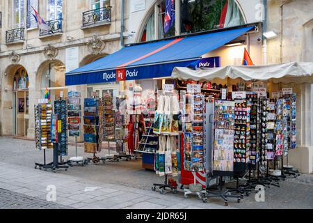 Small tourist and souvenir shop in Paris, France, Wednesday, May 25, 2022.Photo: David Rowland / One-Image.com Stock Photo