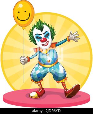 A cartoon of a circus clown holding up a big blank banner sign Stock ...