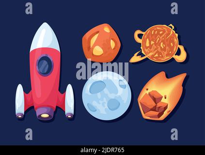 five space outer icons Stock Vector