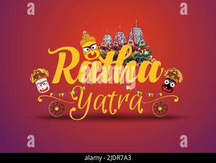 happy rath yatra with stylish font, a Hindu festival English calligraphy. vector illustration design Stock Vector